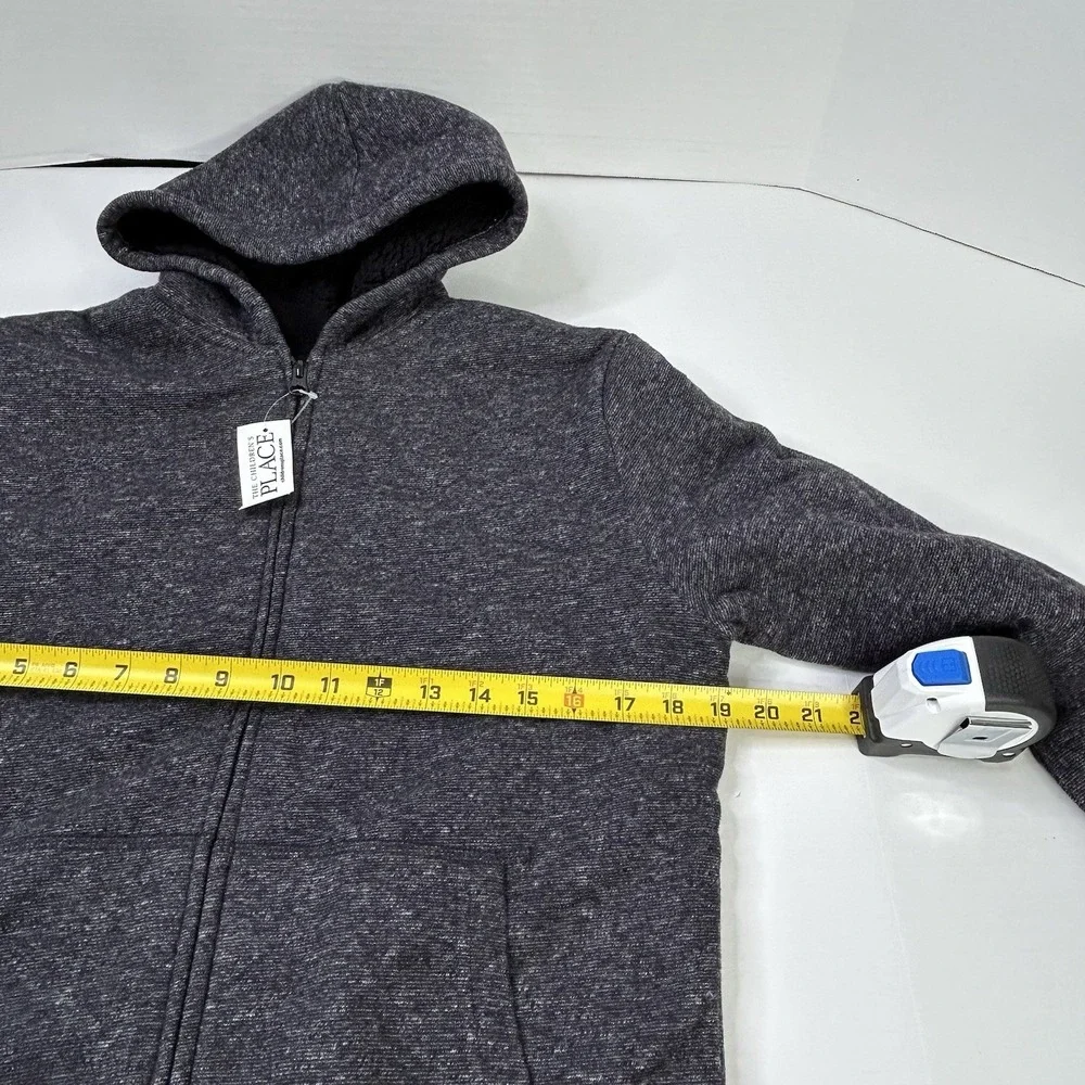 The Children's Place‎ Sherpa Lined Zip Up Hoodie Black Marl Boys XXL 16 NEW